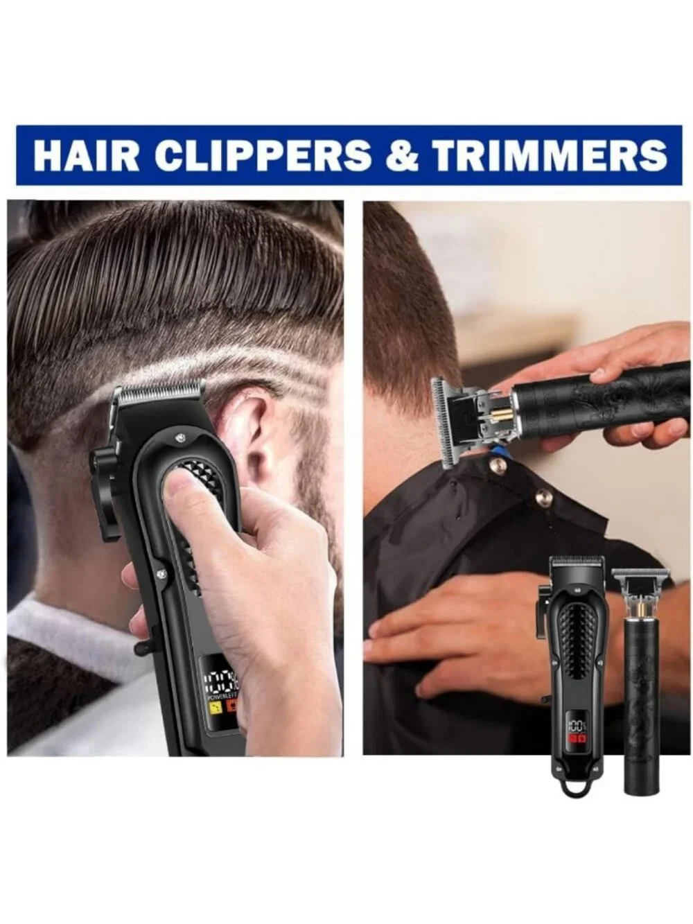 Cordless Hair Clippers & Beard Trimmer Kit | 8 Guide Combs, Adjustable Blade